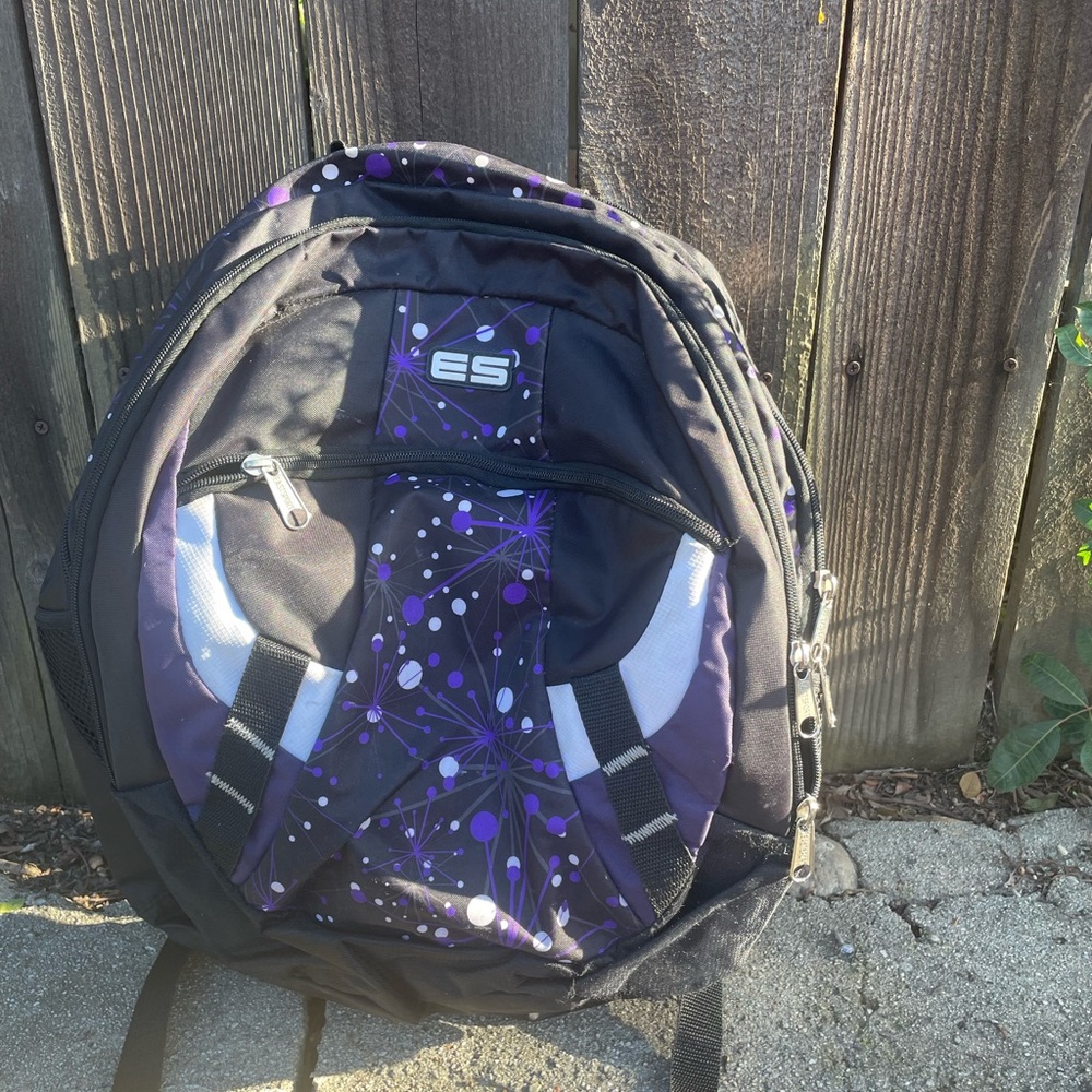 ES Eastport black and purple backpack